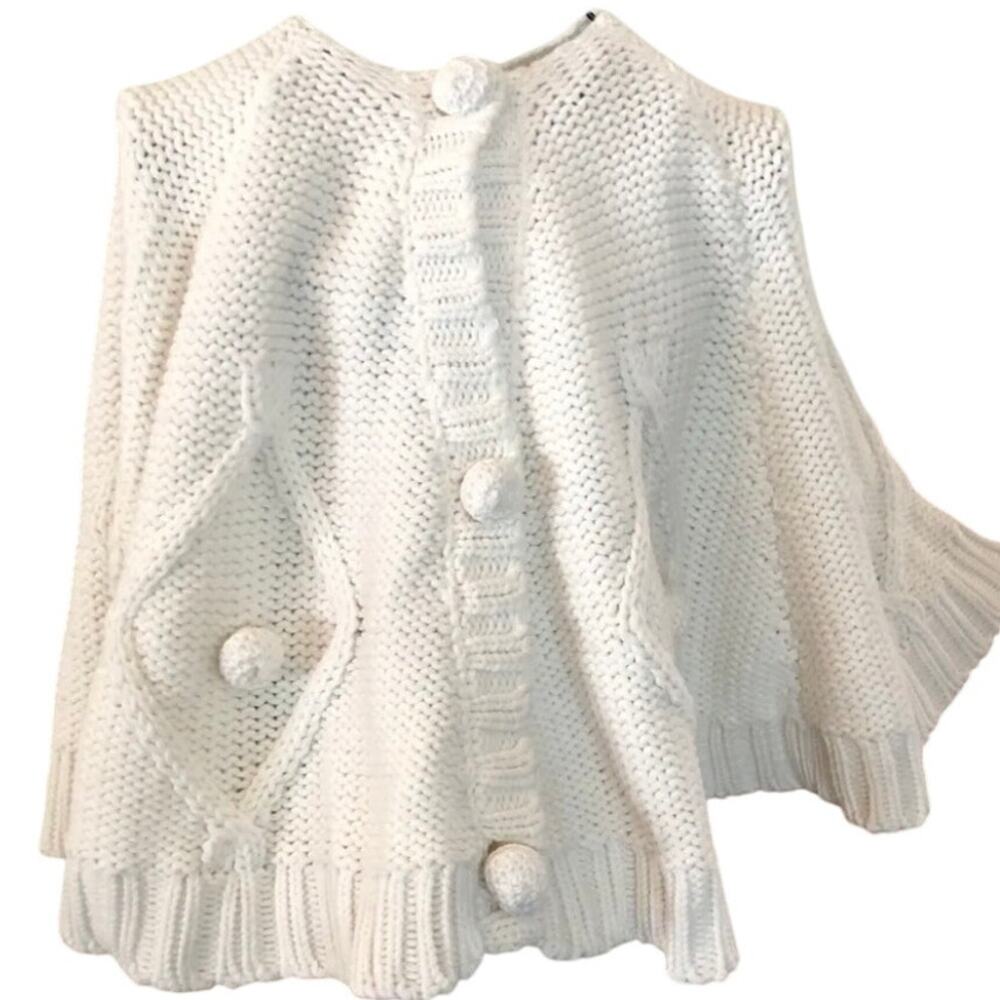 NEW Ivory Knit Winter Cape Or Knit Christmas Tree Skirt World Market Crochet